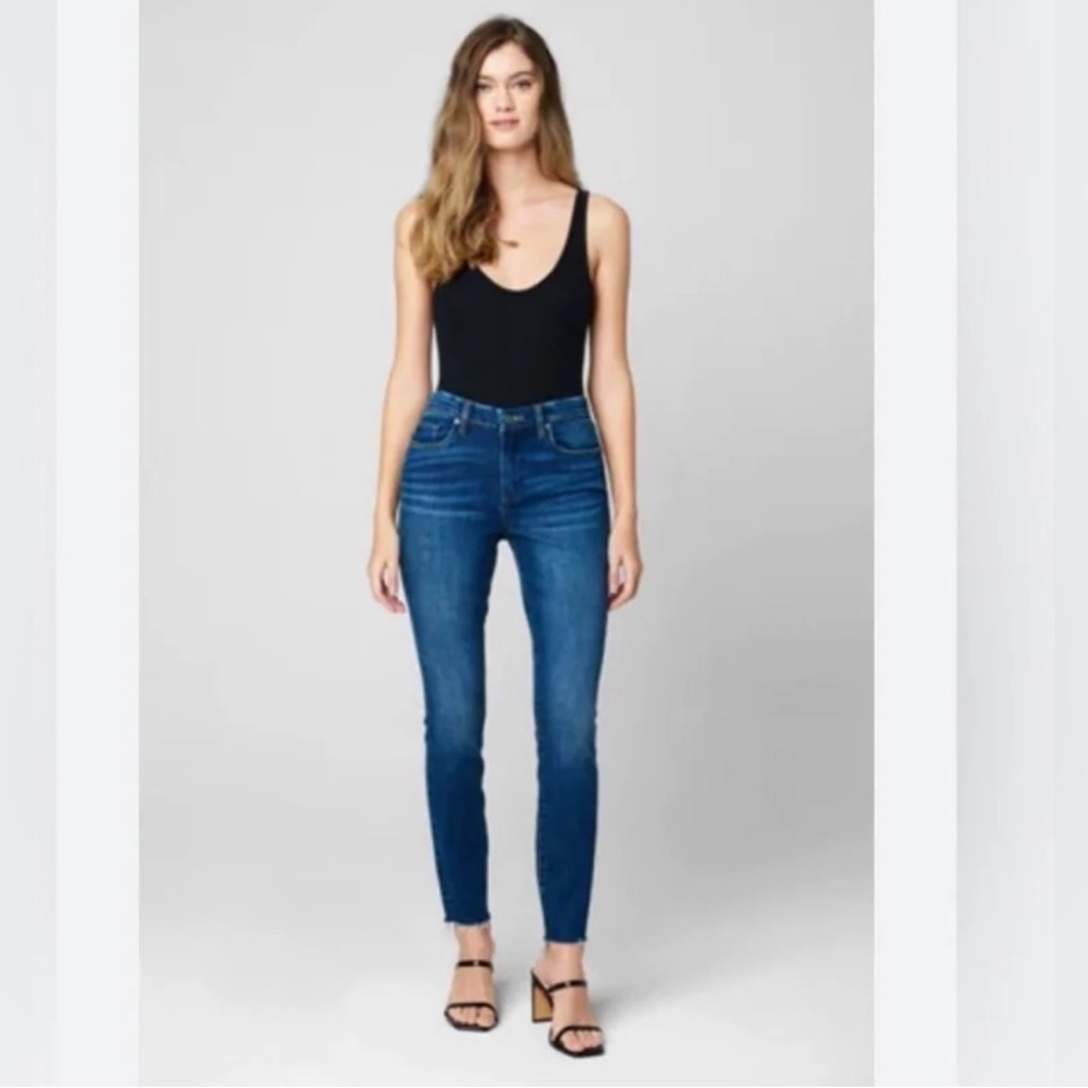 BlankNYC The Bond Mid Rise Stretch Distressed Raw Hem Skinny Jeans Size 25 NWT